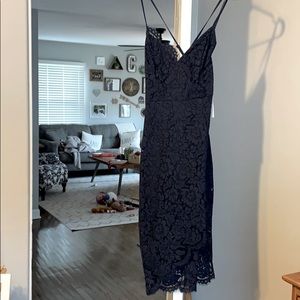 Lulu’s blue lace criss cross back dress